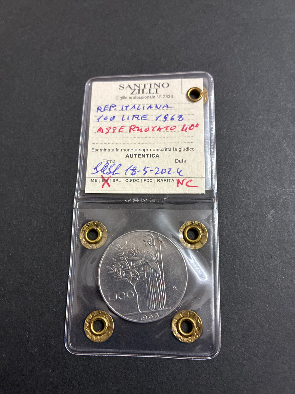 100 Lire 1968 "Minerva I" – Variante Asse Ruotato 40°, Non Comune, BB