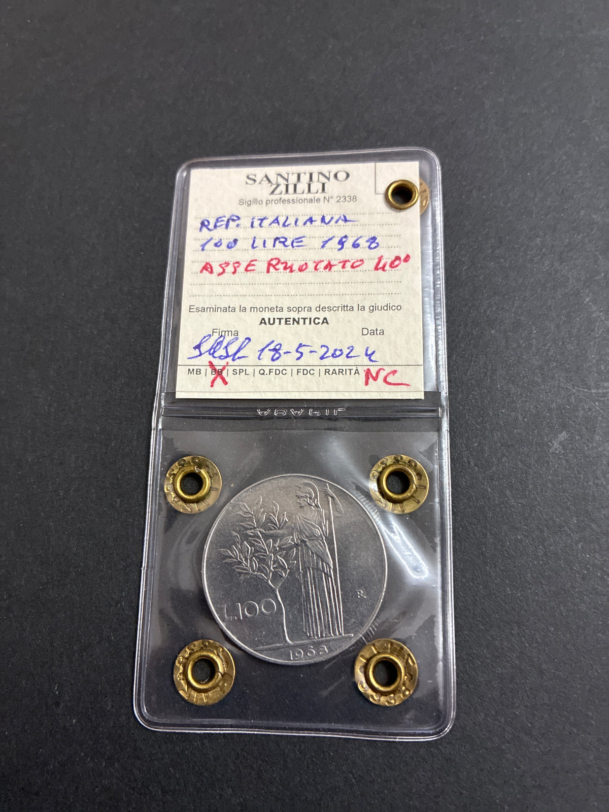 100 Lire 1968 "Minerva I" – Variante Asse Ruotato 40°, Non Comune, BB
