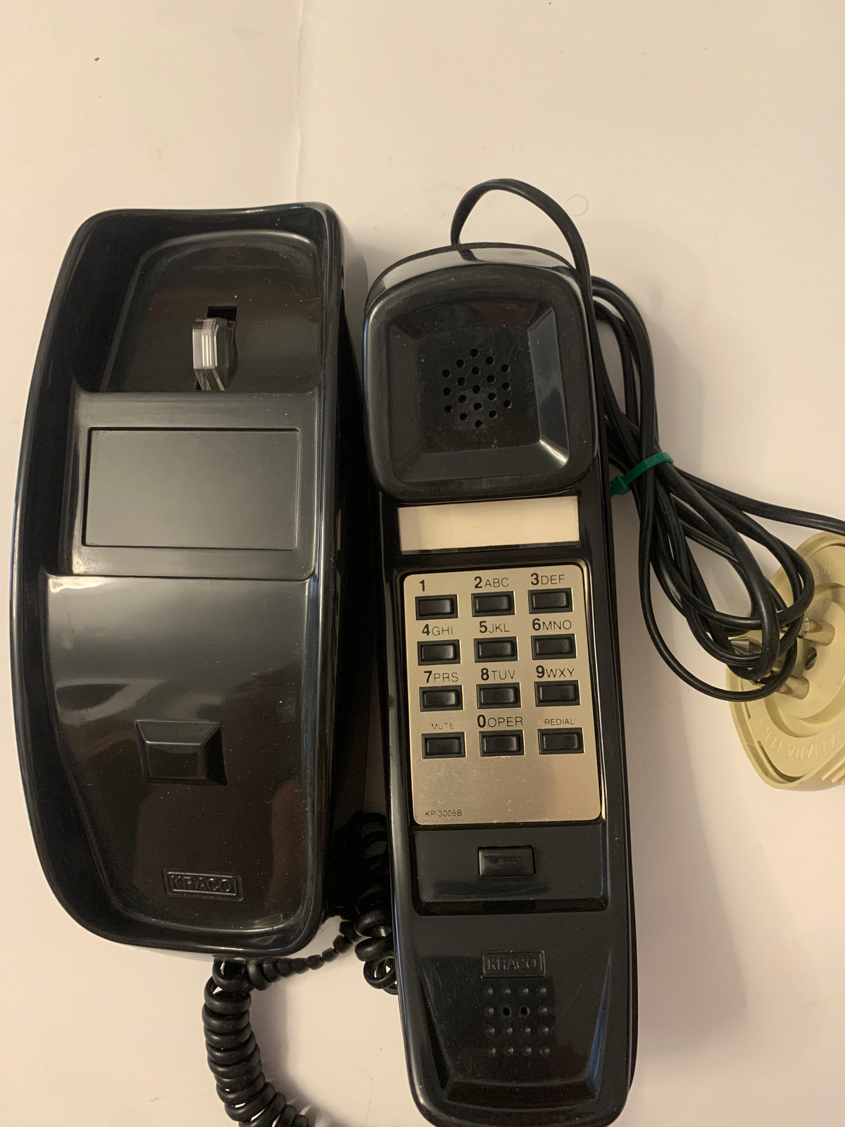 Telefono Vintage a Tasti Kraco KP 3005B Nero Stile Trimline Anni '80