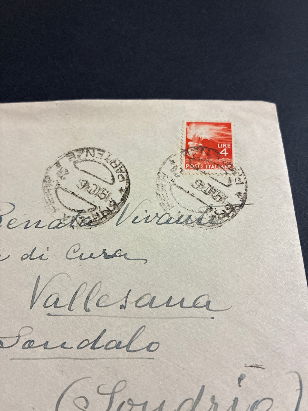Lettera storica del 18 ottobre 1946 (Periodo provvisorio della Repubblica Italiana) da Ancona a Sondalo