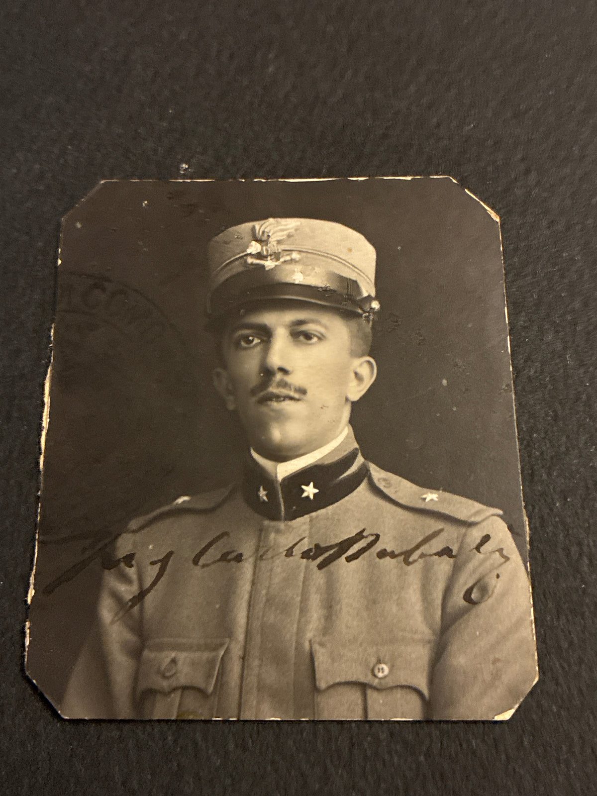FOTO MILITARE D'EPOCA CON FIRMA AUTOGRAFA CARLO DABALÀ FIGLIO REGIO ESERCITO