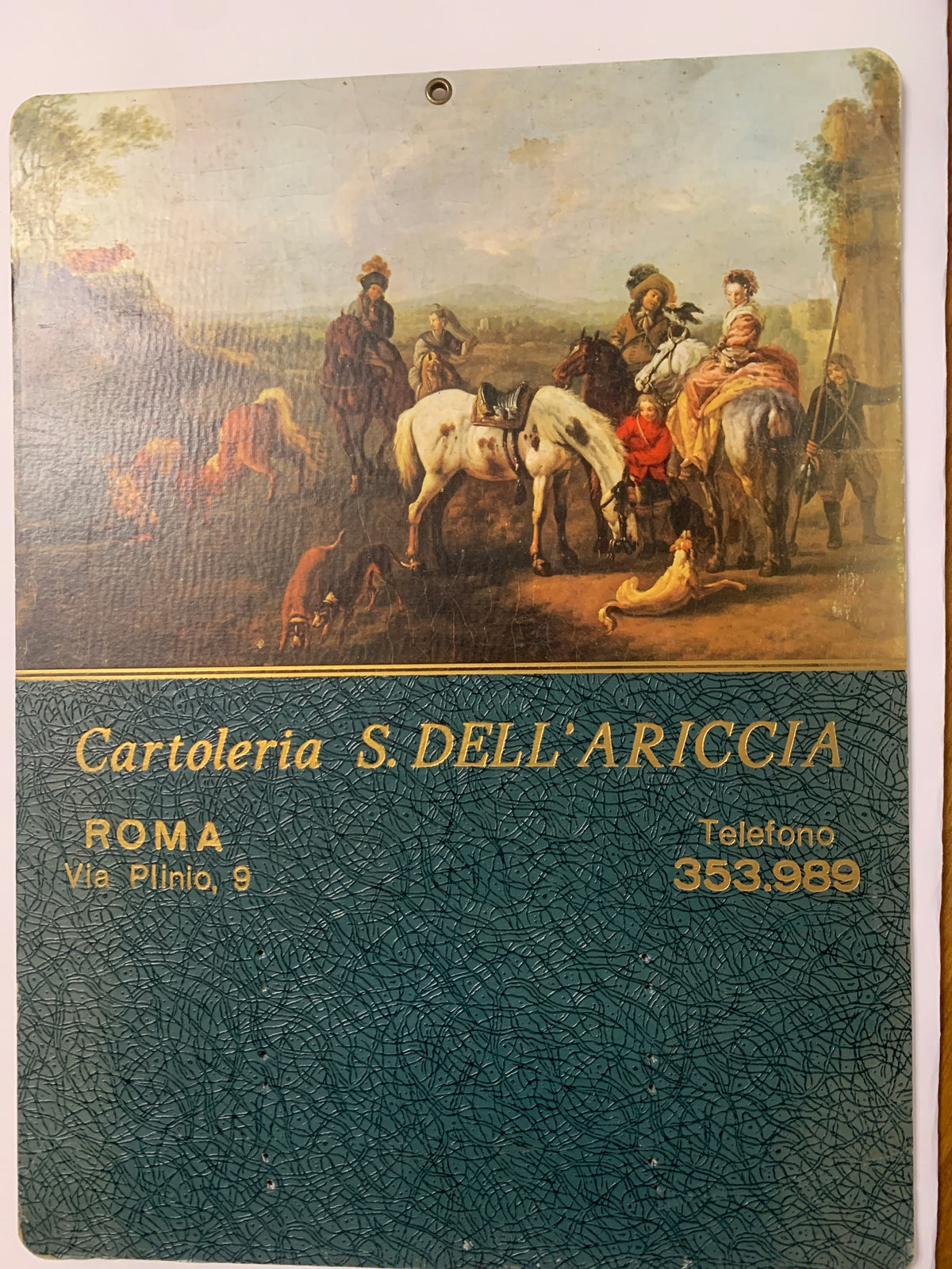 Tabellone pubblicitario per calendario d'epoca - Cartoleria S. Dell'Ariccia (Roma)