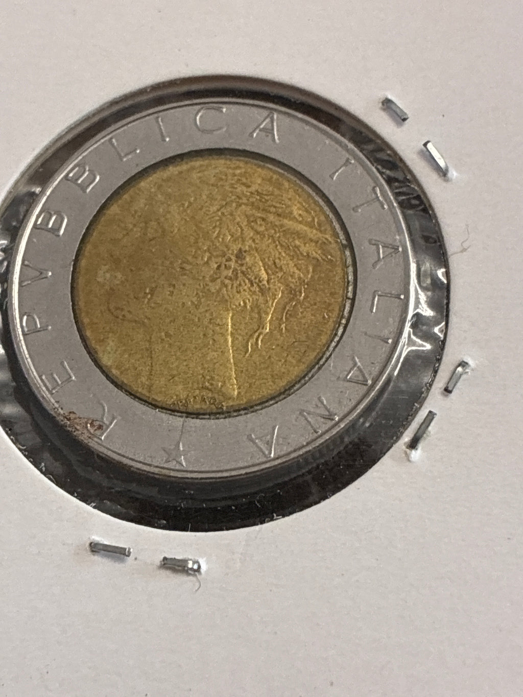 500 lire del 1988 Quirinale errore conio slittamento del tondello in acmonital nc