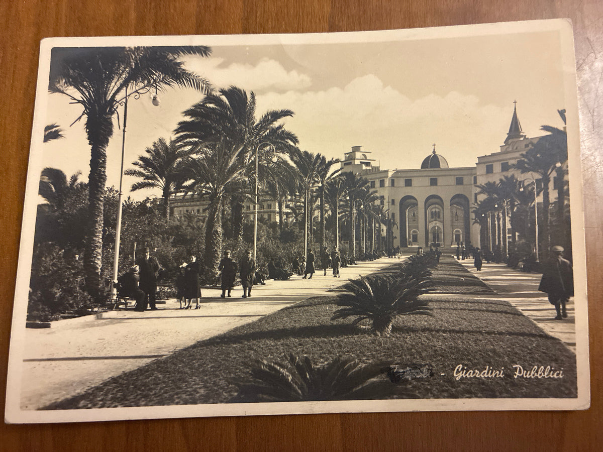Cartolina Libia 1941 - Tripoli Giardini Pubblici - Edizioni Foto Genah - Viaggiata per Avezzano