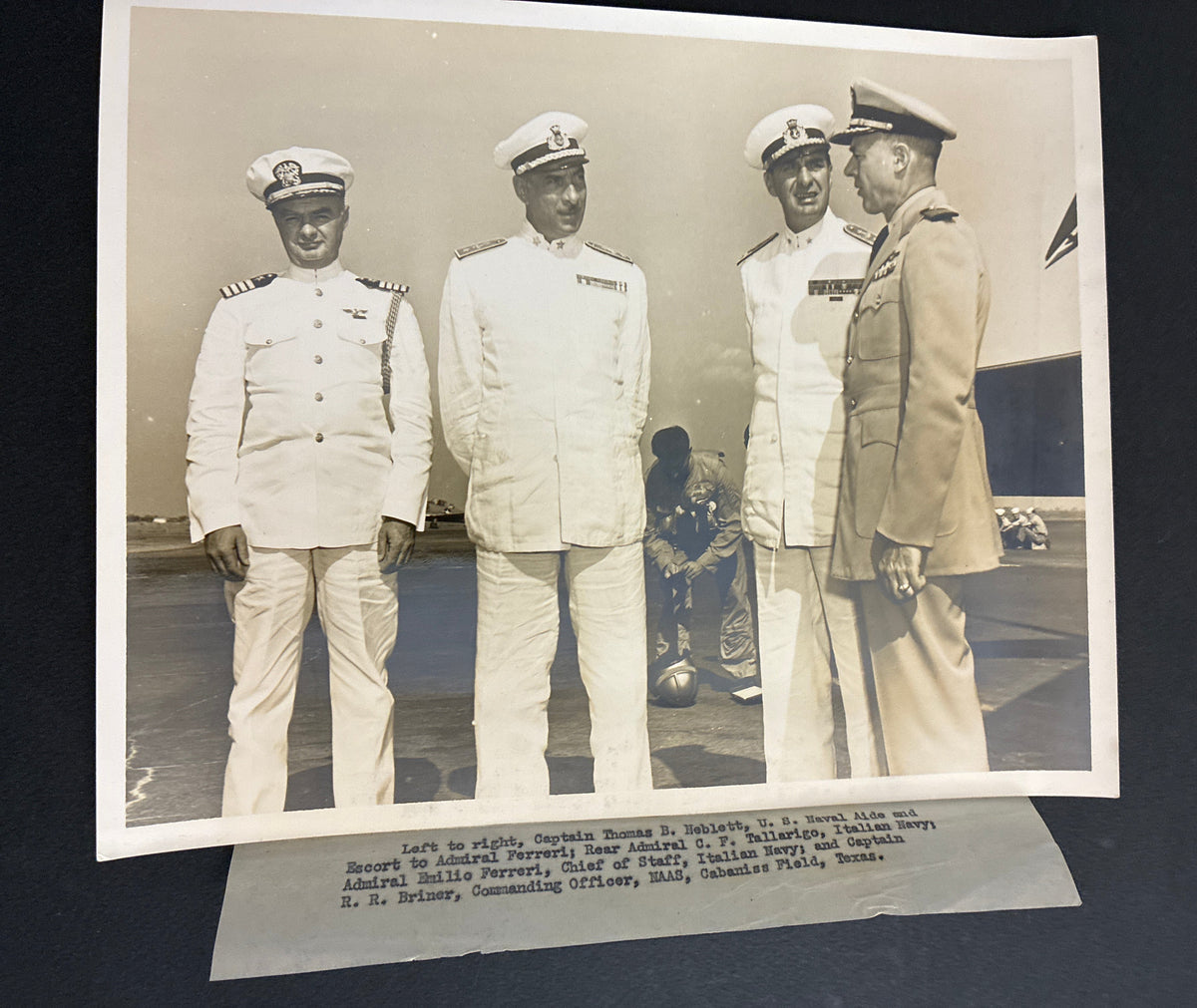 Foto d'epoca originale US Navy 1952 Ammiraglio Emilio Ferreri Capo Stato Maggiore Marina Militare Italiana base Texas cm 20x25