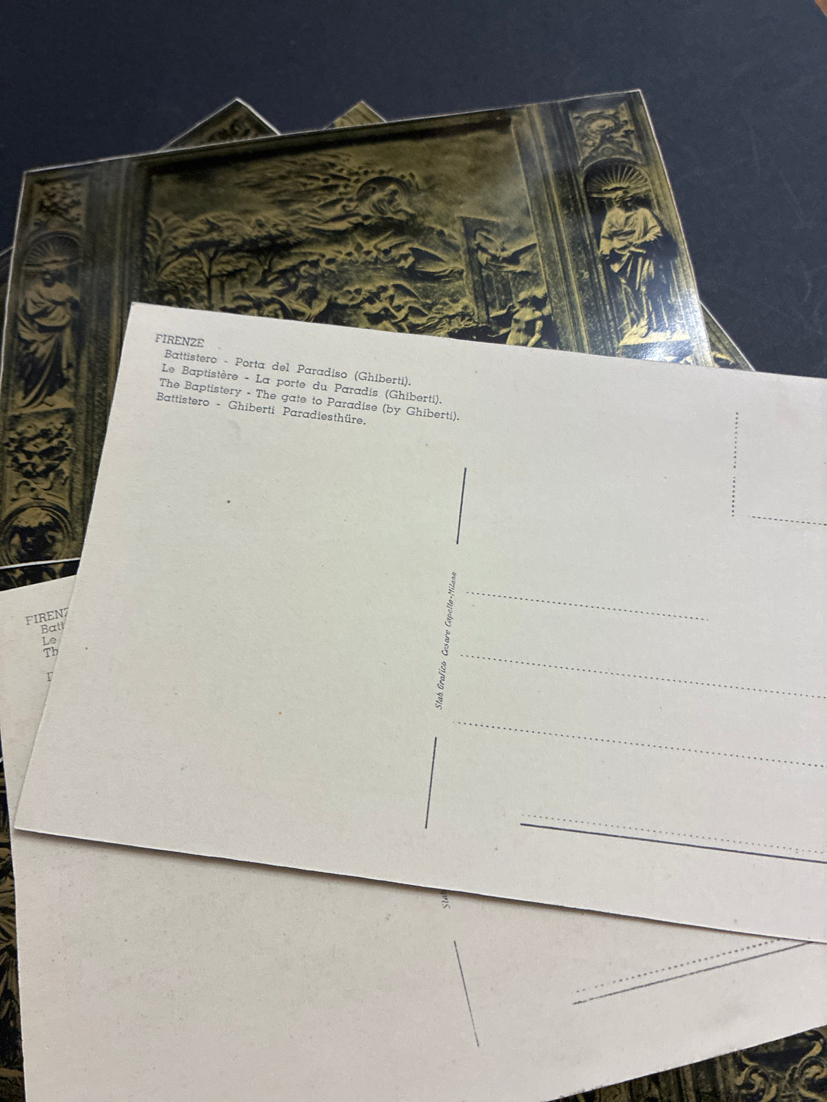 Cofanetto Souvenir d'Epoca "Il Battistero di Firenze - Le Porte" - Raccolta Completa di 14 Cartoline Artistiche d'Arte Italiana