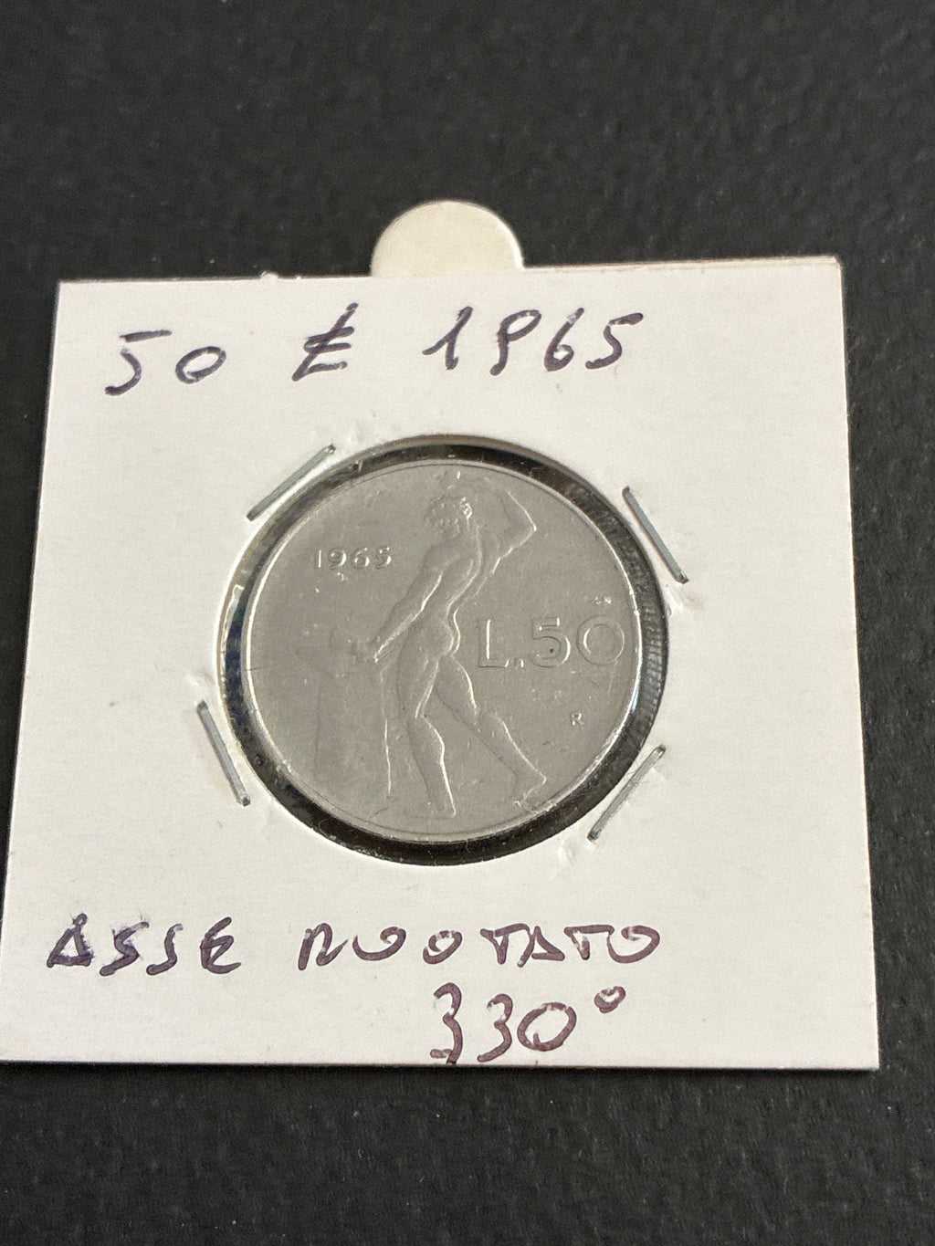 50 LIRE 1965 VULCANO - ERRORE DI CONIAZIONE: ASSE RUOTATO 330°
