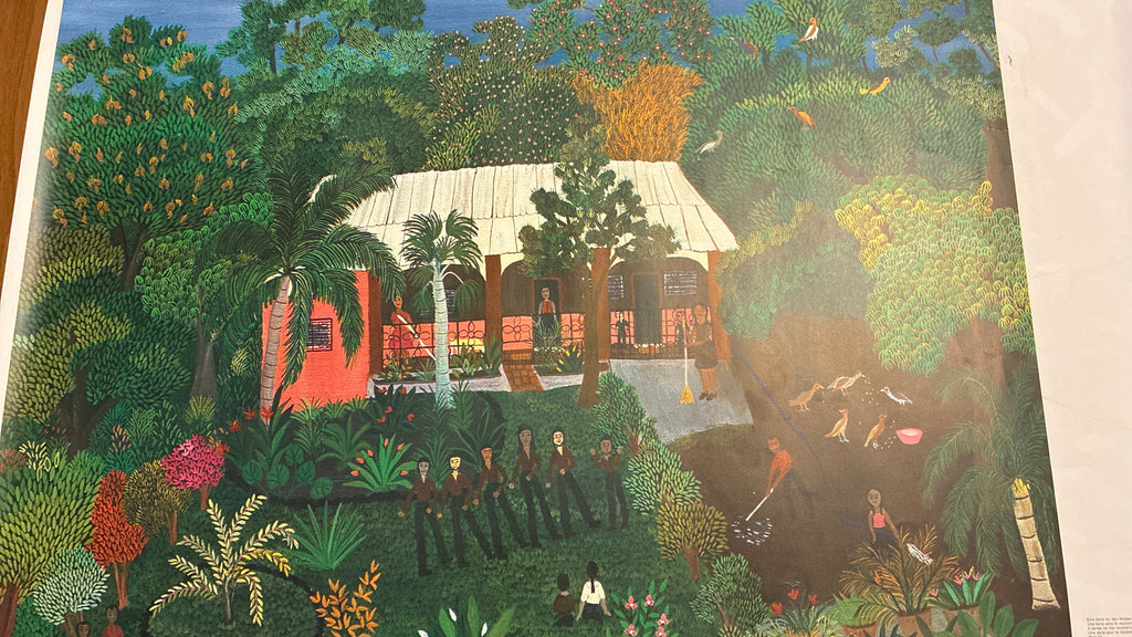 Tavola Grafica d'Arte Primitivista Naïf Nicaragua 1984 - Pintura Campesina