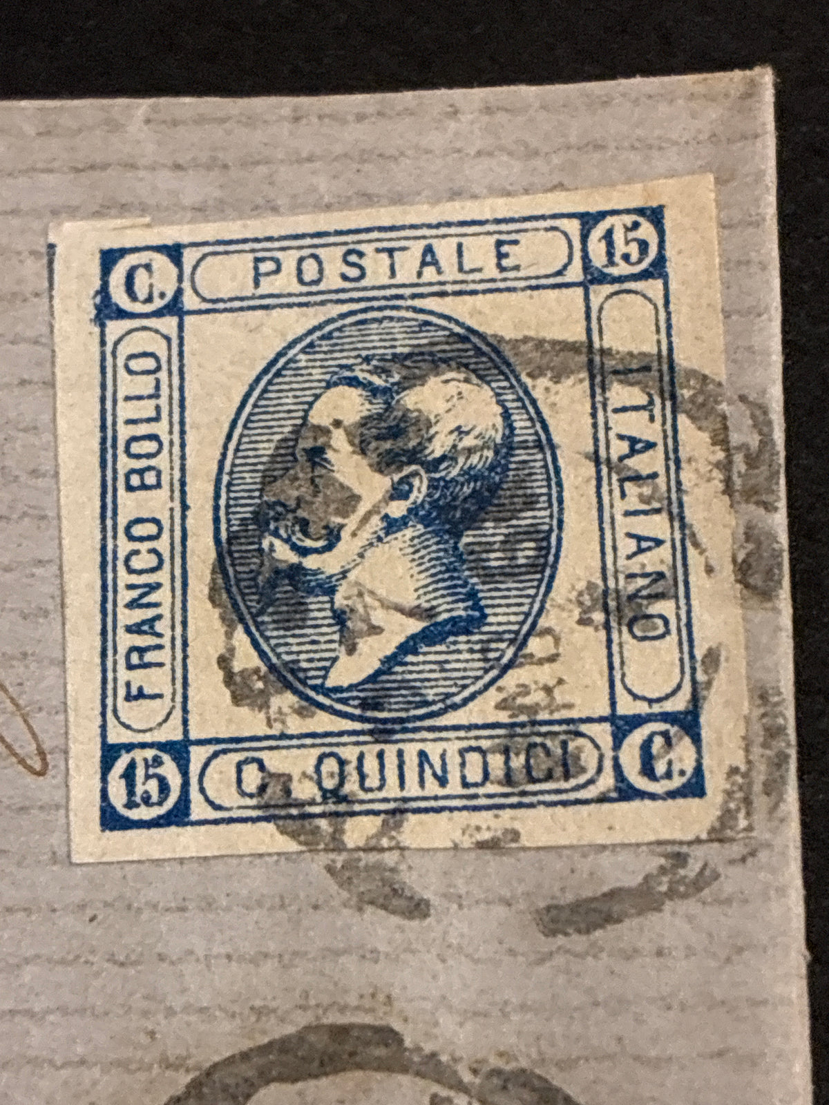 Lettera 1863 con 15 Centesimi Azzurro Primo Tipo "Matraire" dall'Archivio e Collezione dell'Ing. Curzio Batini