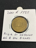 200 Lire 1989 Repubblica Italiana Arsenale di Taranto con errore di conio riga di metallo dal bordo al rovescio