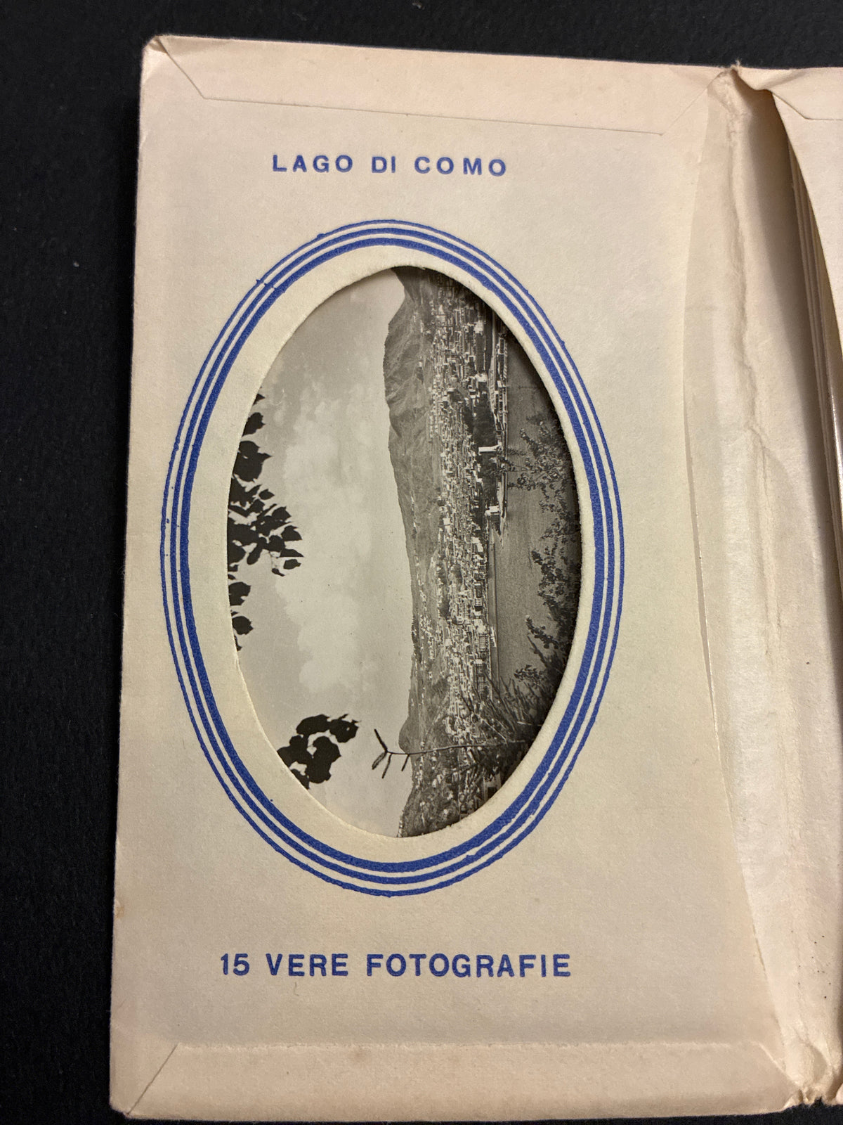 Libretto di cartoline Lago di Como - Busta portafoto con cartoline che compongono 15 vere fotografie d'epoca storiche