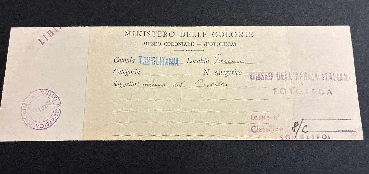 Foto Epoca Libia Garian Interno Del Castello Forte E Stazione Radio Con Soldati Autocarri E Timbri Ministero Colonie