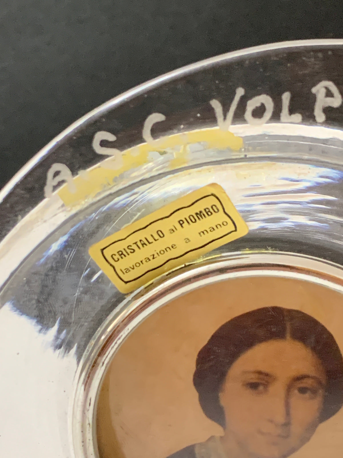 Targa / Fermacarte Commemorativo Centenario Volpicelli (1892-1992) – Cristallo e Miniatura