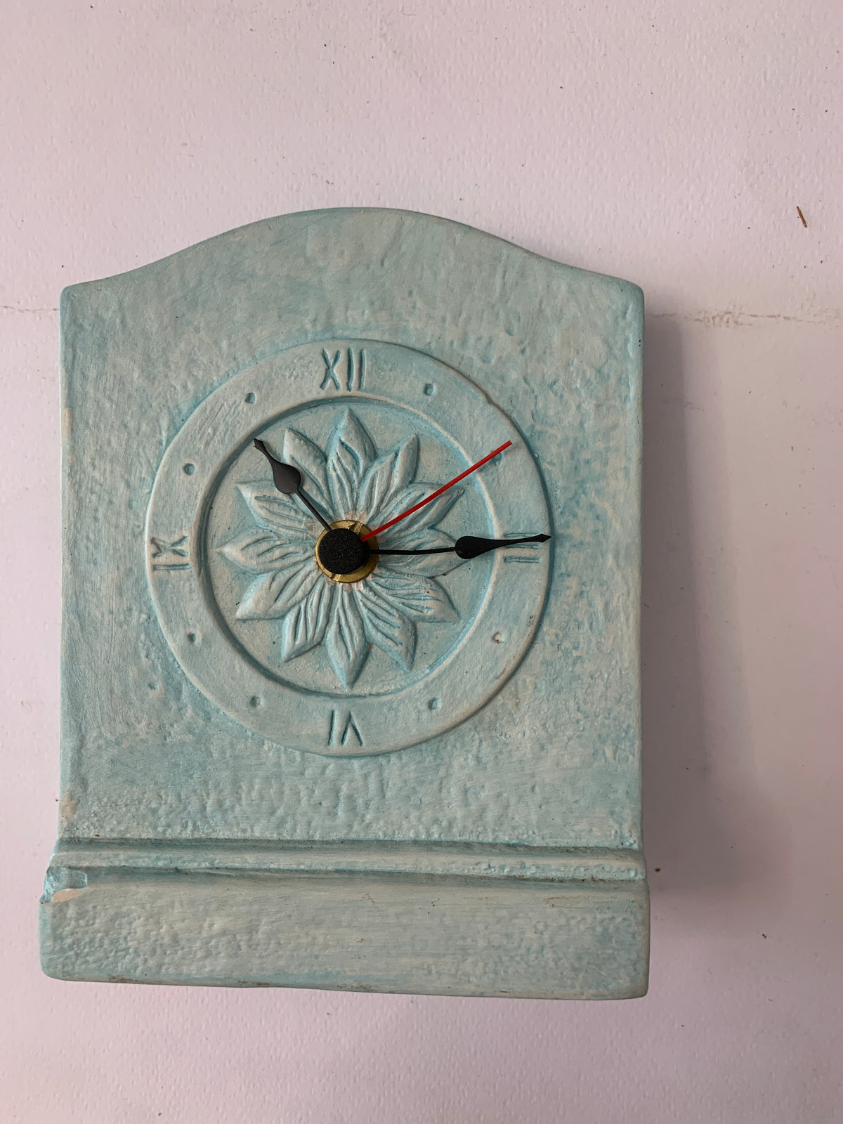 Orologio da Tavolo Vintage "Puntoquattro Anita" in Ceramica Azzurra