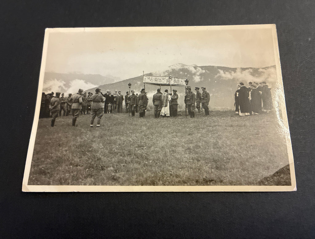 Foto Epoca 1937 Messa al Campo Alpini Regio Esercito Oulx Romeus 12x8 Militariak