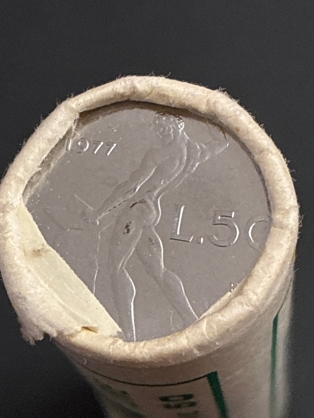 50 Lire Vulcano 1977 Rotolino Originale Zecca Sigillato Fior di Conio 50 Pezzi