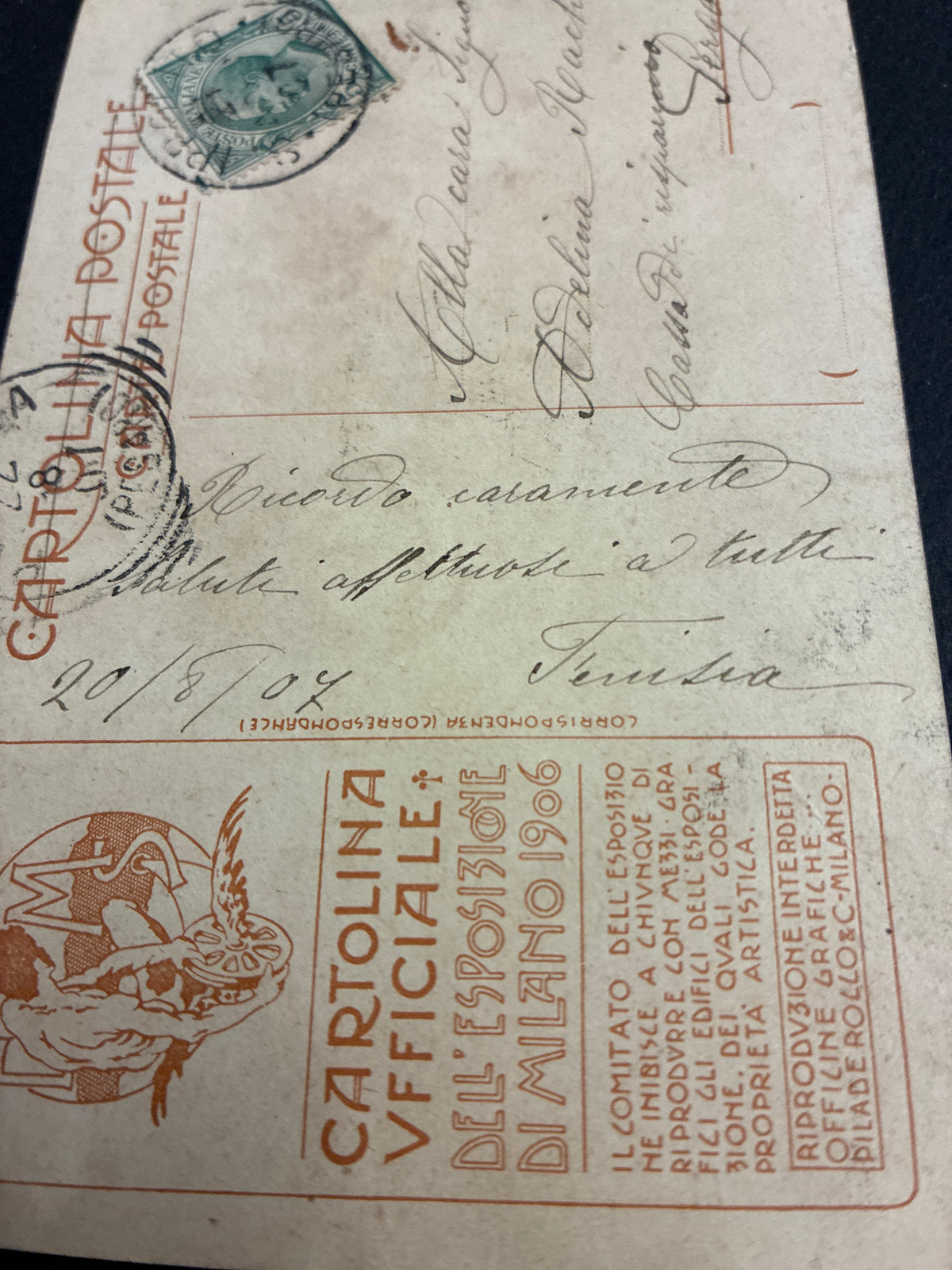Cartolina Ufficiale Esposizione Milano 1906 N. 24 - Padiglione Aeronautica P. Sala Viaggiata