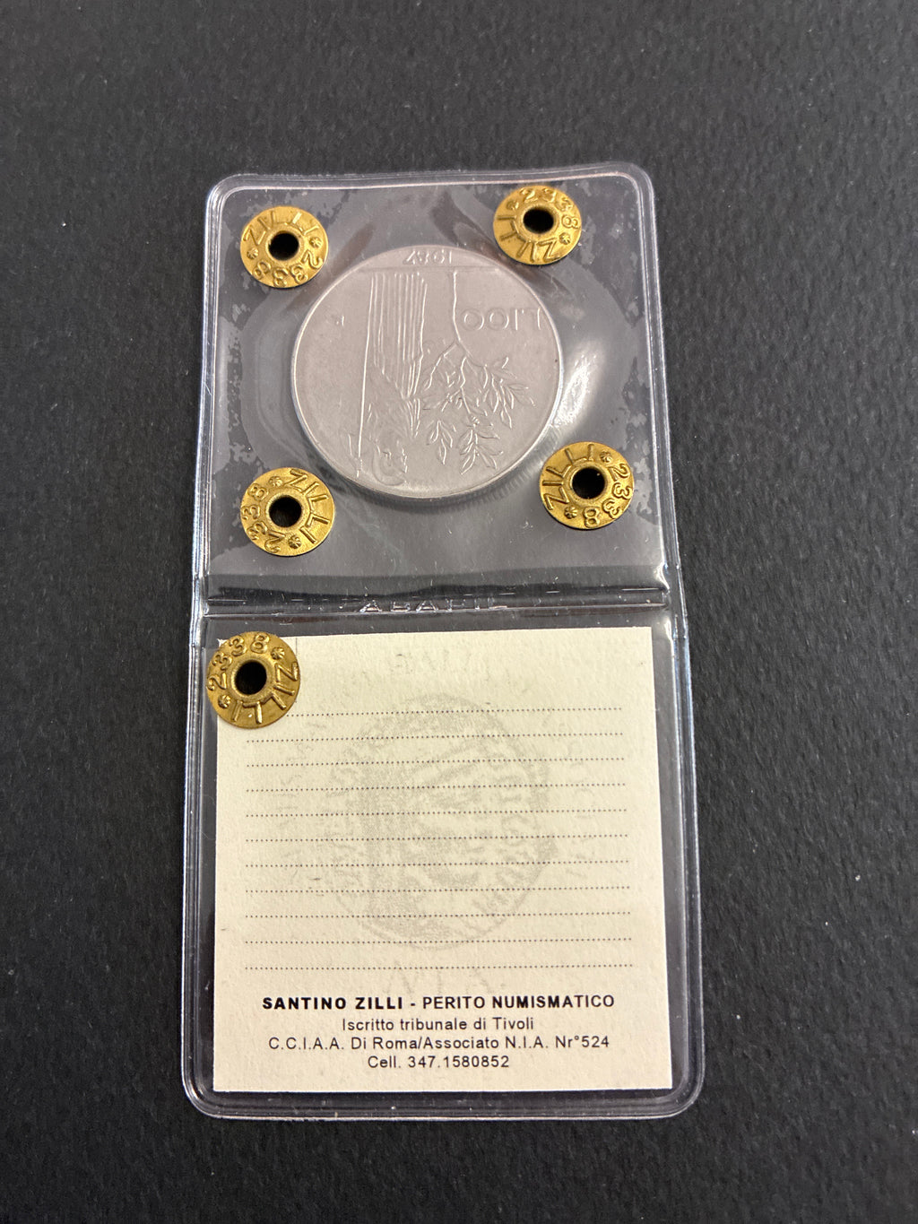 Moneta periziata da 100 Lire 1987 Minerva - Variante di conio "Il nr 7 a uncino" (Gigante 124a) - Grado SPL / NC