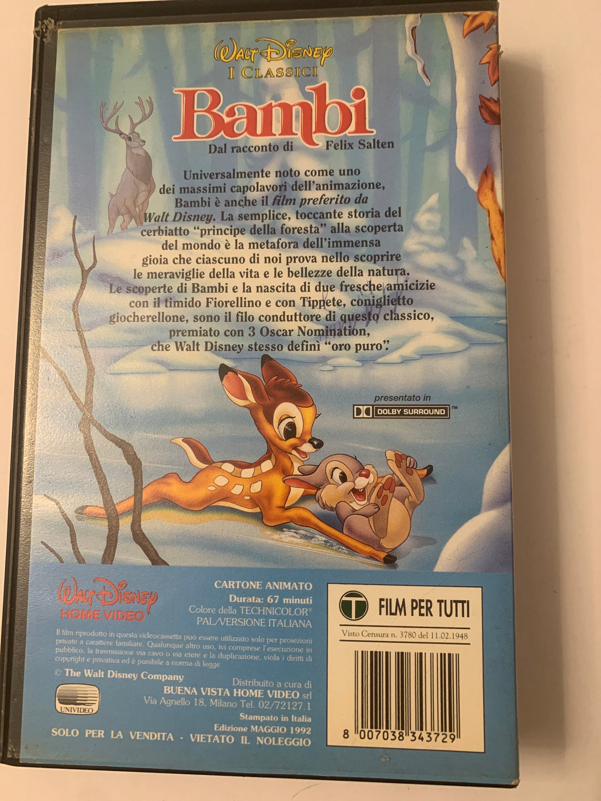 Lotto 2 VHS Walt Disney - Bambi e Il Libro della Giungla