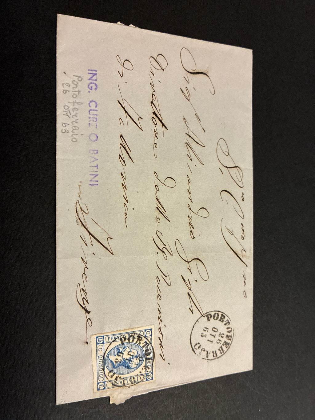 Lettera Storica 1863 da Portoferraio Elba a Firenze Francobollo 15c II Tipo