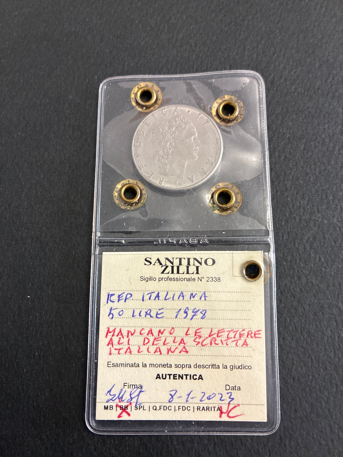 Moneta 50 Lire 1978 BB con errore di conio periziata Zilli.