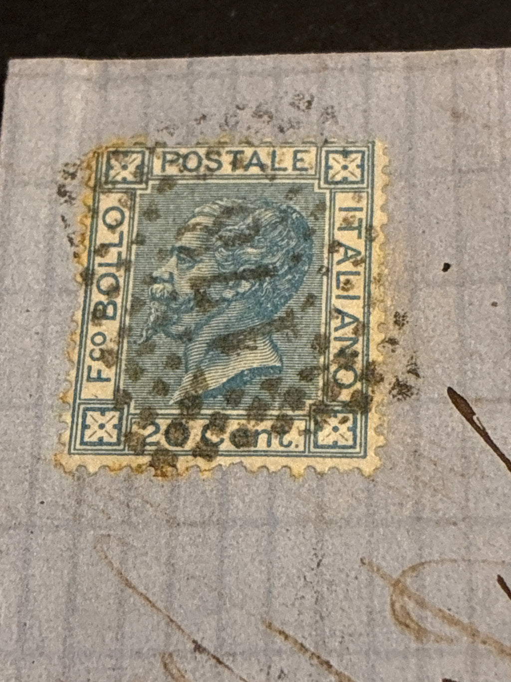 Collezione Curzio Batini Regno D'Italia Vittorio Emanuele II Francobollo 20 Centesimi Azzurro Timbro Livorno Porto Arrivo Follonica Per Telleschi Da Collezione