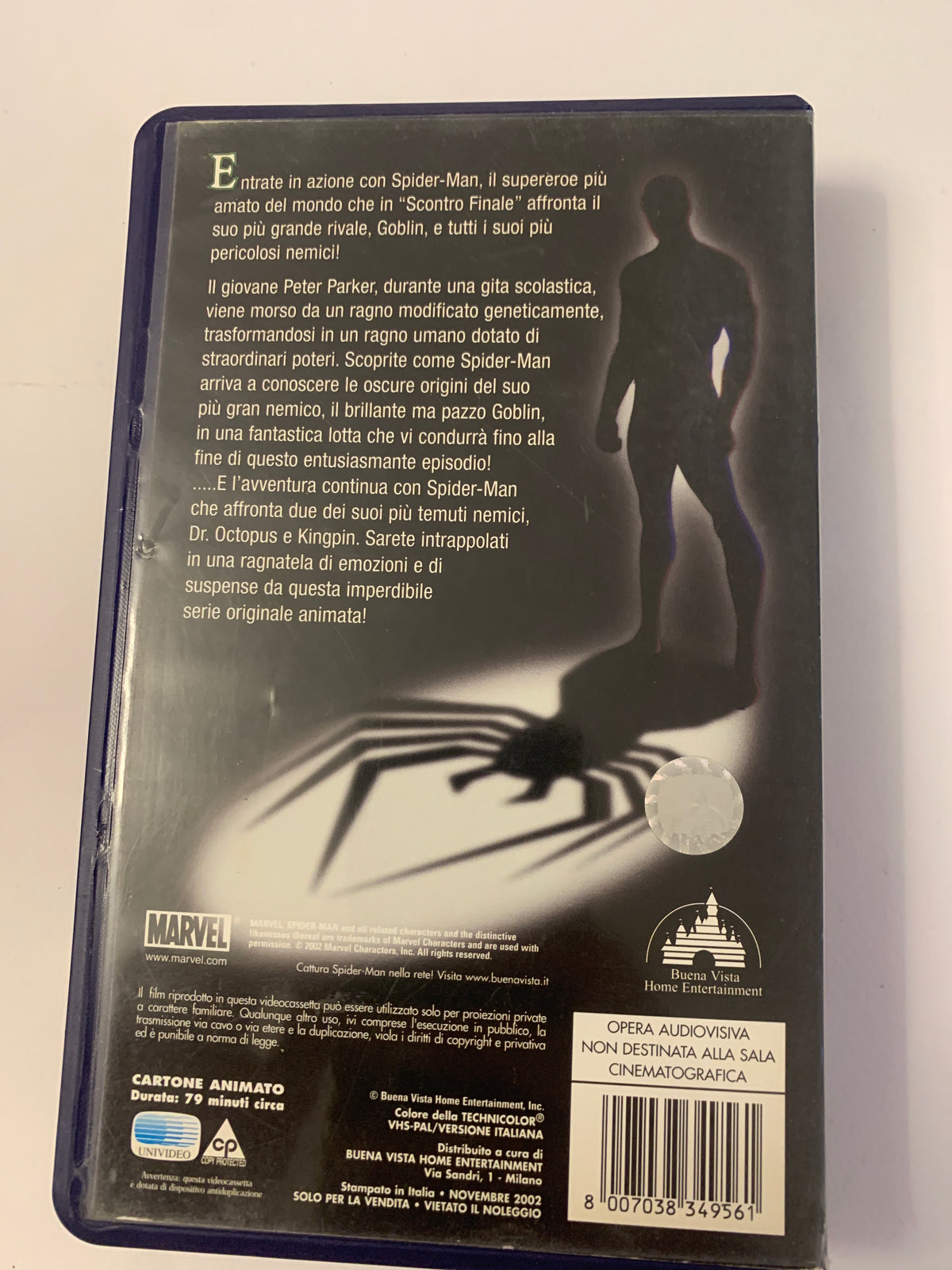 Lotto 2 VHS Marvel "L'Incredibile Hulk" e "Spider-Man - Scontro Finale" Serie Anni '90