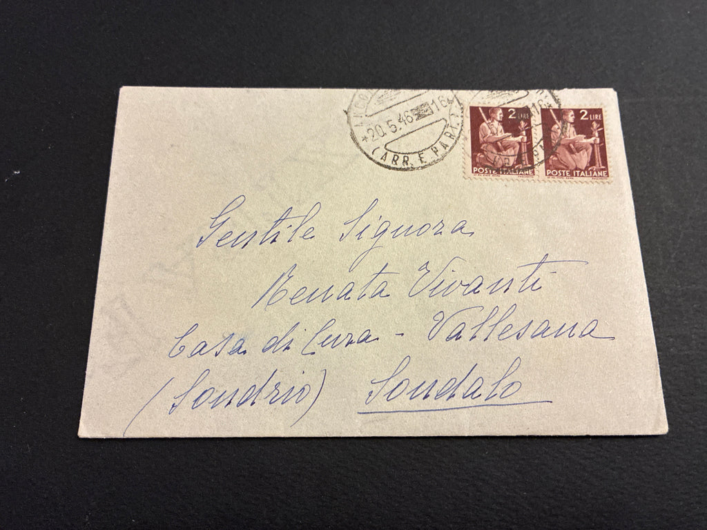 Busta Storia Postale Re Di Maggio Umberto II Timbro 20 Maggio 1946 Tariffe 4 Lire Coppia 2 Lire Democratica Da Ancona A Sondrio Tresenda Da Collezione