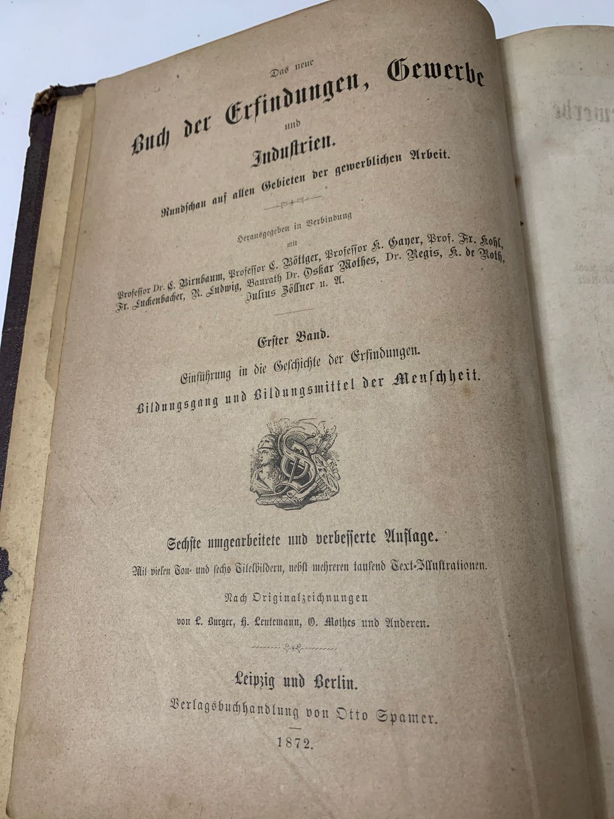 Libro Antico 1872 - Das Buch der Erfindungen Vol. 1 - Otto Spamer Illustrato Tedesco