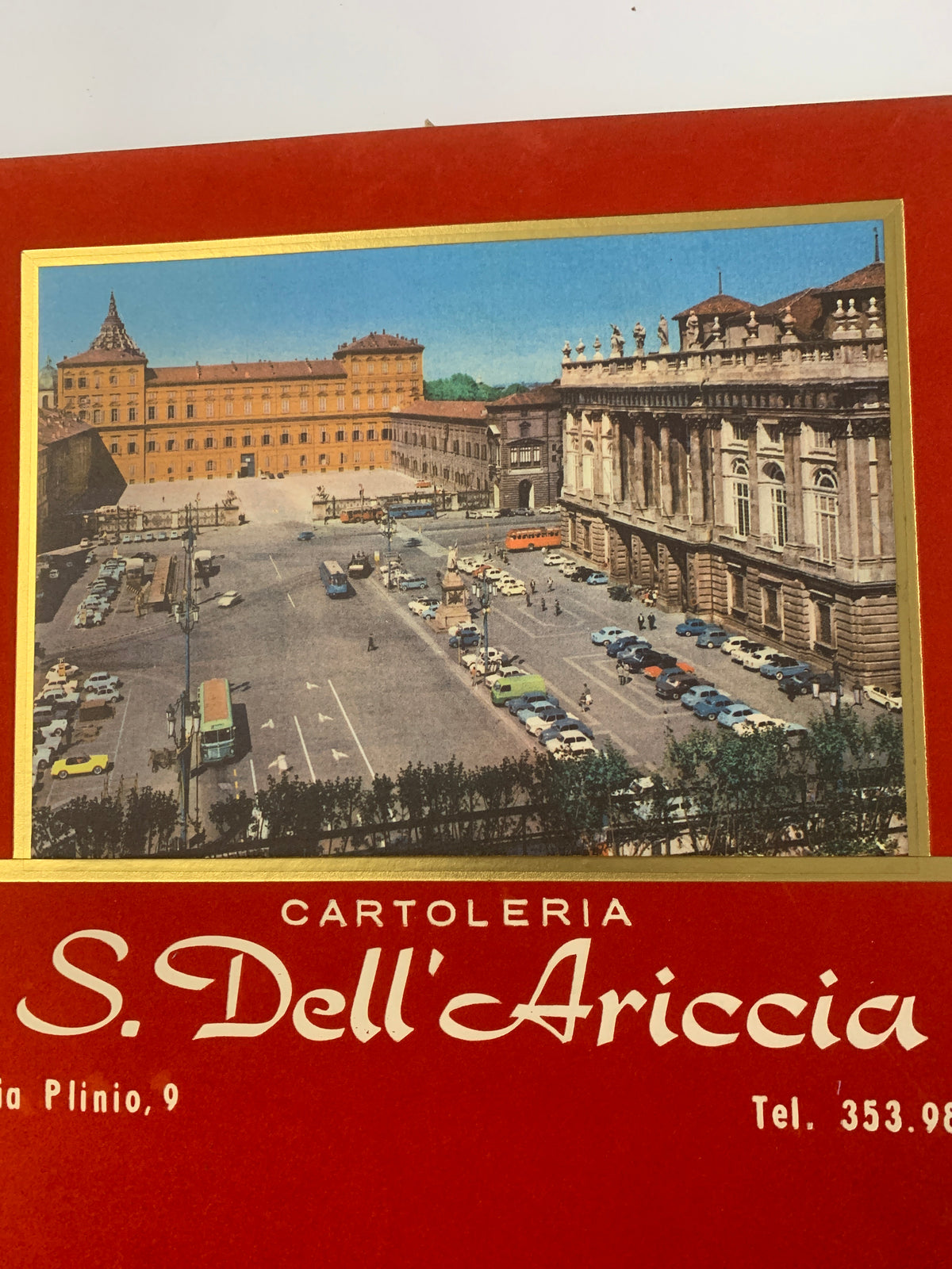 Tabellone pubblicitario per calendario d'epoca - Cartoleria S. Dell'Ariccia (Roma) - Piazza Castello, Torino