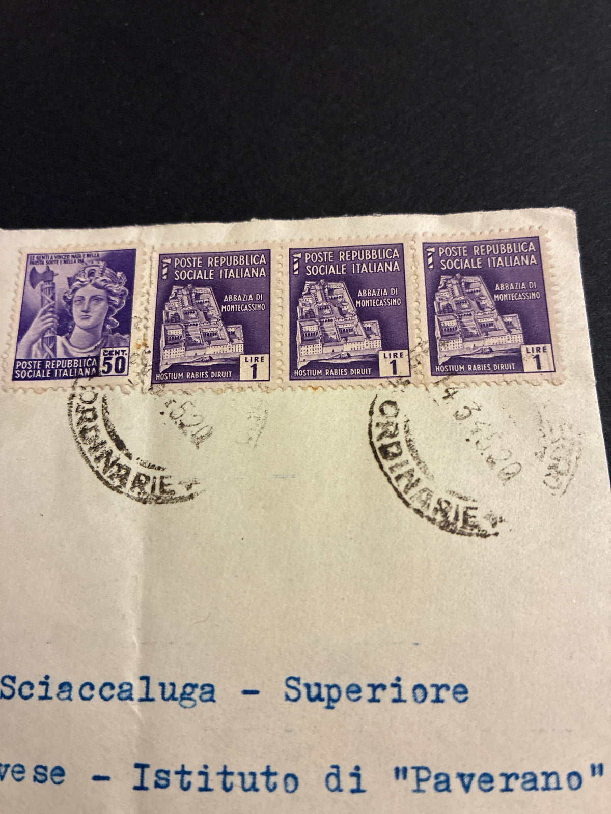 Repubblica Sociale Italiana: lettera da Genova per città del 14 marzo 1945 affrancata con serie Monumenti Distrutti e serie Propaganda di Guerra in esatta tariffa da 3,50 Lire
