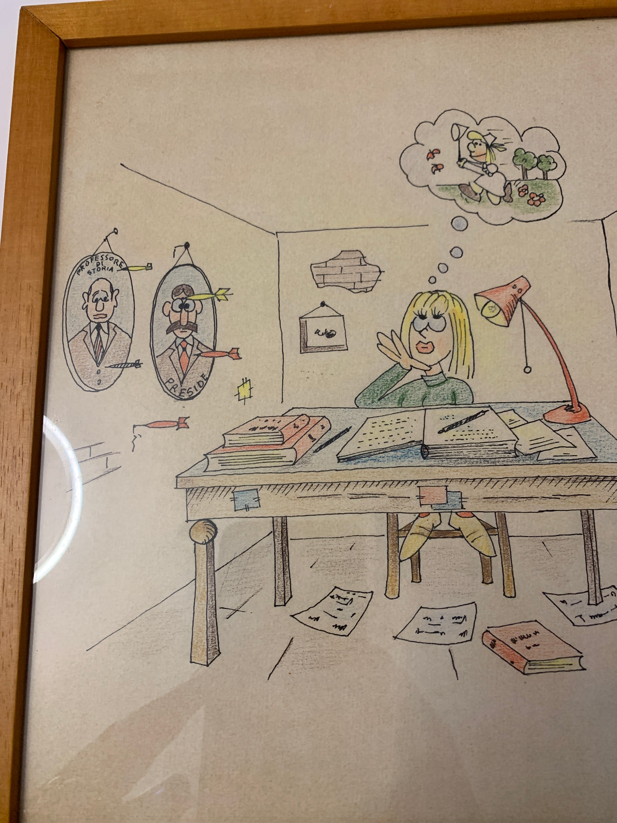 Vignetta umoristica originale "La studentessa" (opera di Bruno, 1985)