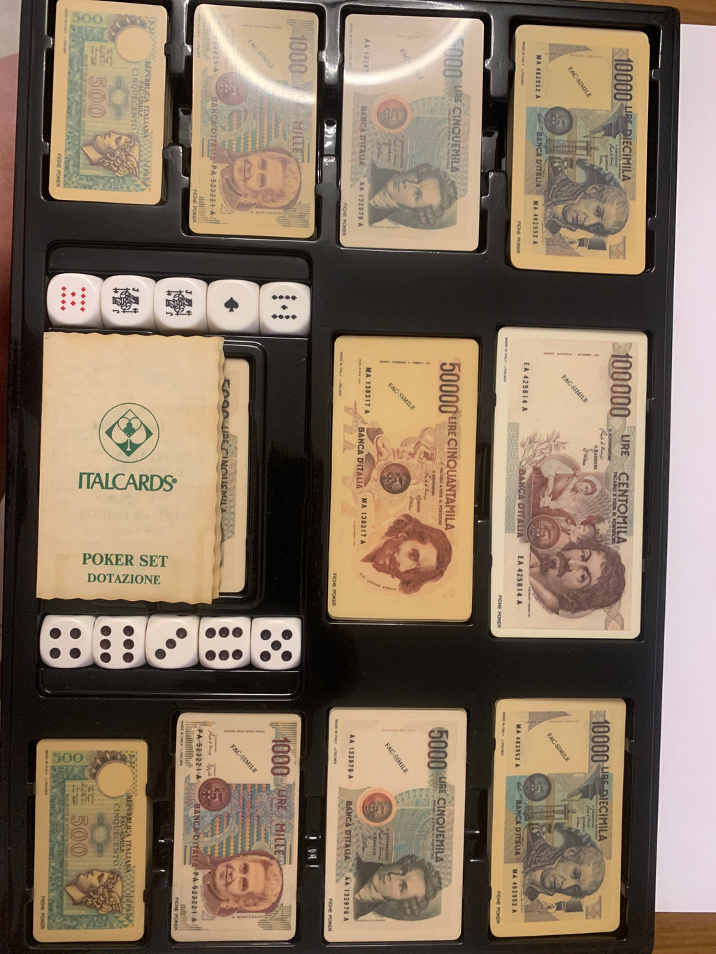 Set Poker Vintage Italcards con Fiches Carte-Lira e Dadi - Anni '70/'80