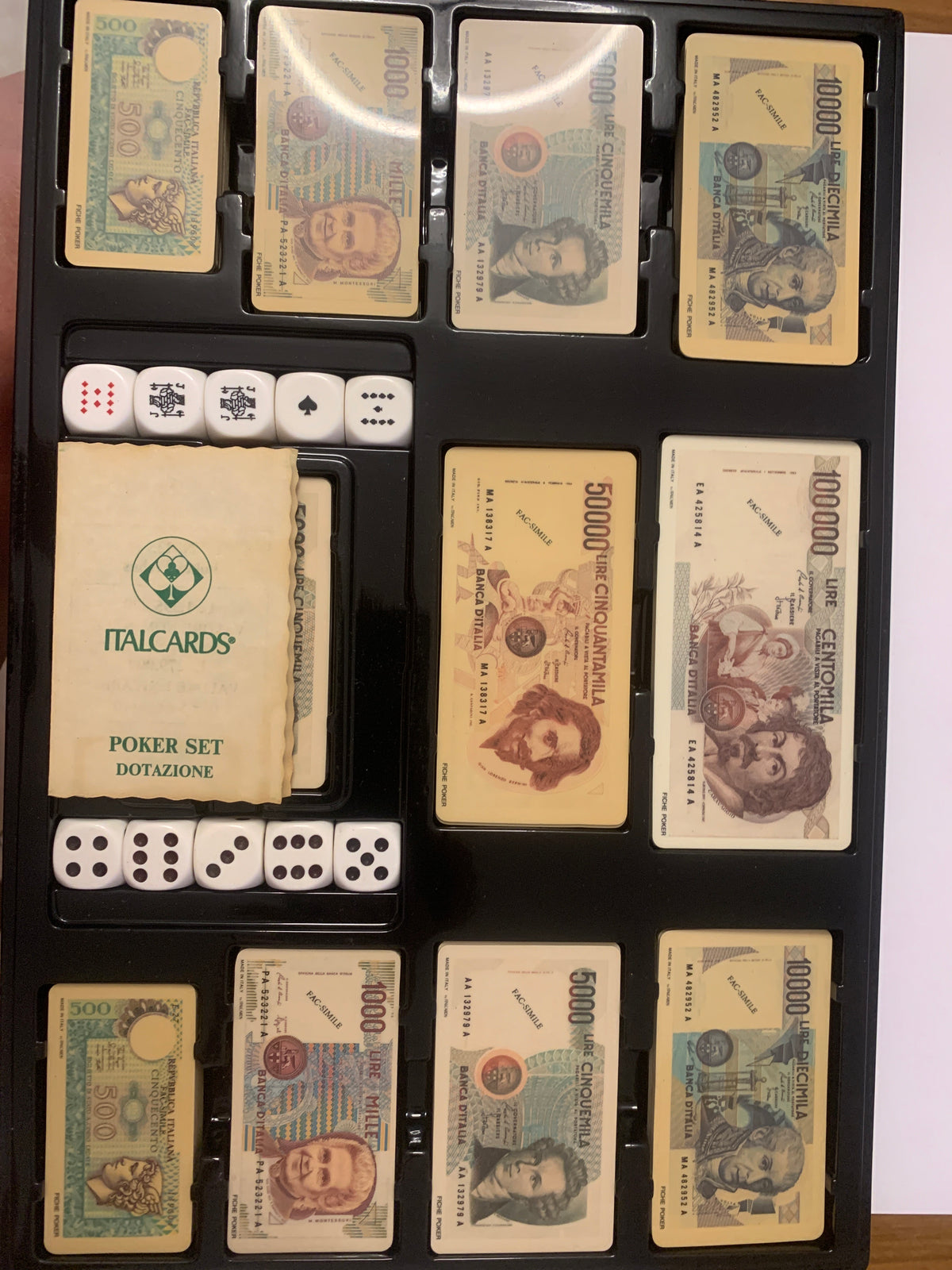 Set Poker Vintage Italcards con Fiches Carte-Lira e Dadi - Anni '70/'80