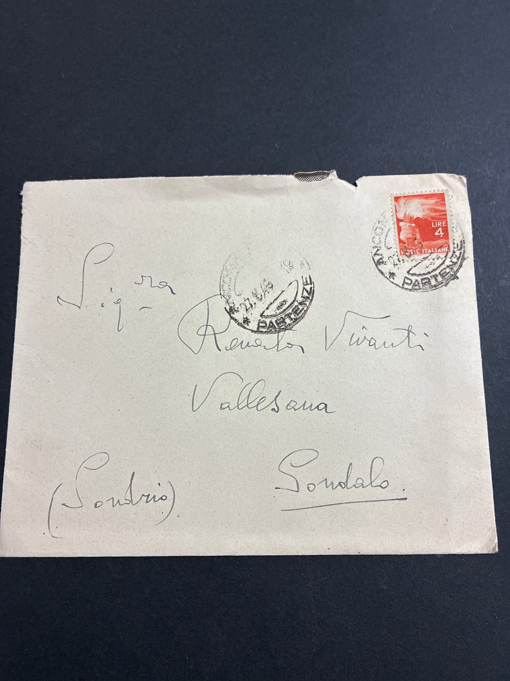 Lettera storica del 27 giugno 1946 (Nascita ufficiale della Repubblica Italiana) da Ancona Ferrovia a Sondalo