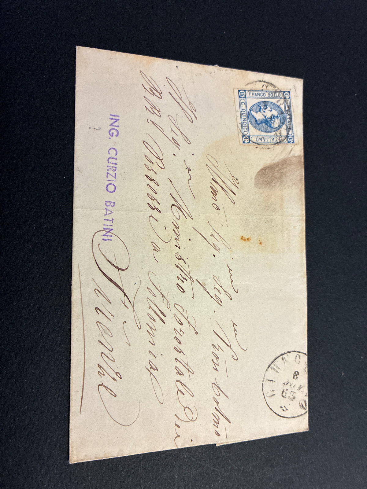 REGNO D'ITALIA 1863 - Lettera con 15 Centesimi Litografico II Tipo per Firenze