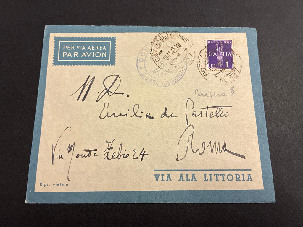 1942, Posta Militare 127: Lettera dal Fronte Russo con Descrizione del Gelo a 20 Gradi Sotto Zero tra gli Alpini, Busta di Via Aerea Ala Littoria