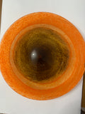 Piatto Centroatavola Vintage in Vetro Soffiato Arancione e Ambra