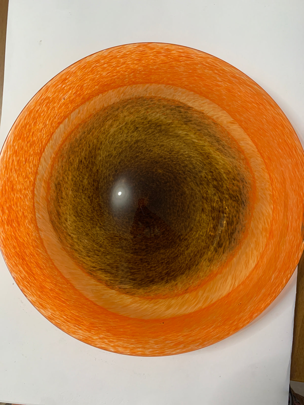 Piatto Centroatavola Vintage in Vetro Soffiato Arancione e Ambra