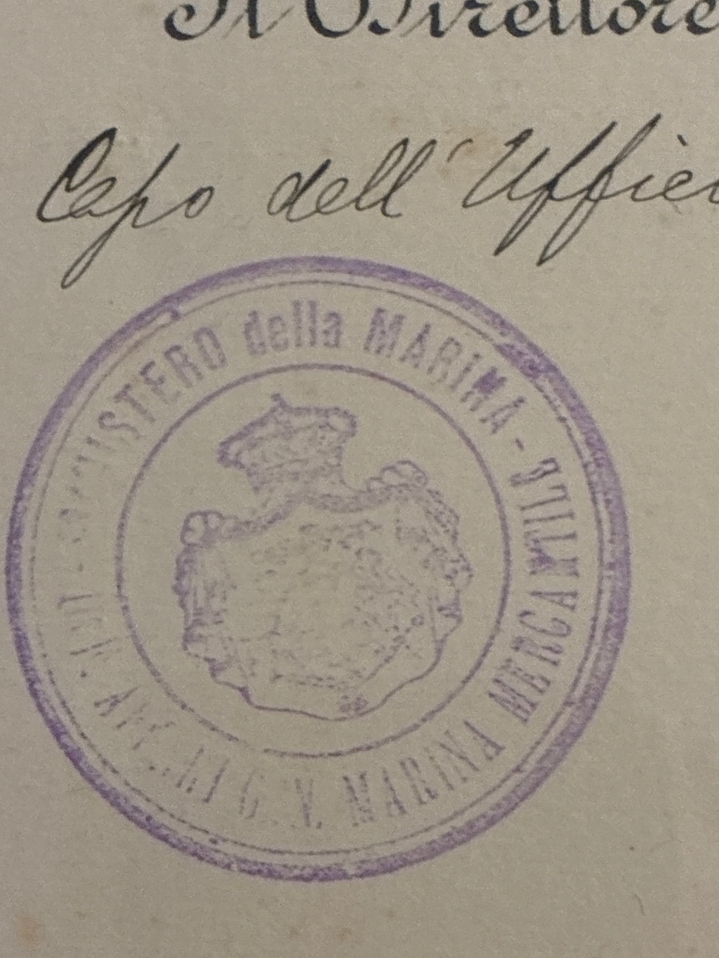 Raro Decreto Ministeriale 1909 Stipendio Regia Marina Umberto Lugli - Ministro Mirabello Timbro Viola - Incorniciato Storia Sabauda