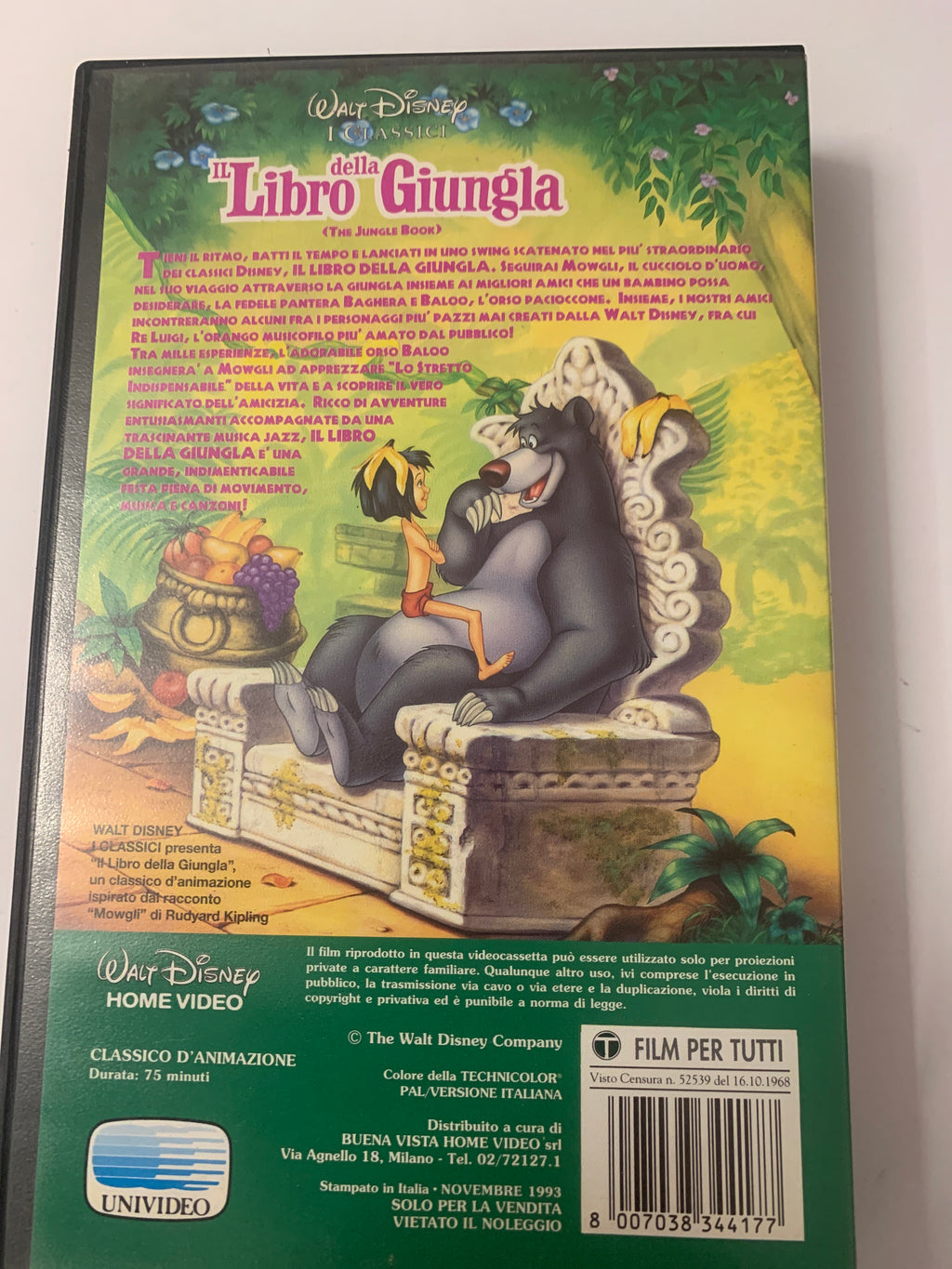 Lotto 2 VHS Walt Disney - Il Libro della Giungla e Il Libro della Giungla 2