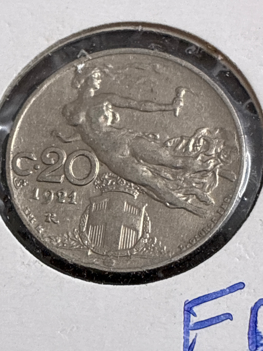 20 centesimi 1921 "Libertà Librata