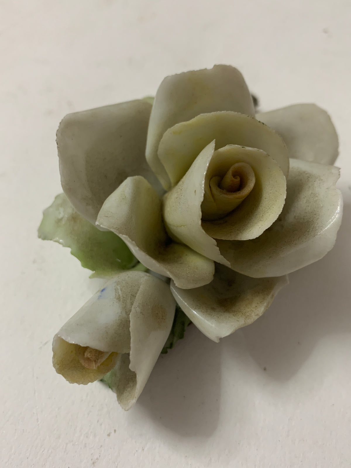 Rosa in Porcellana Vintage Capodimonte con Bocciolo