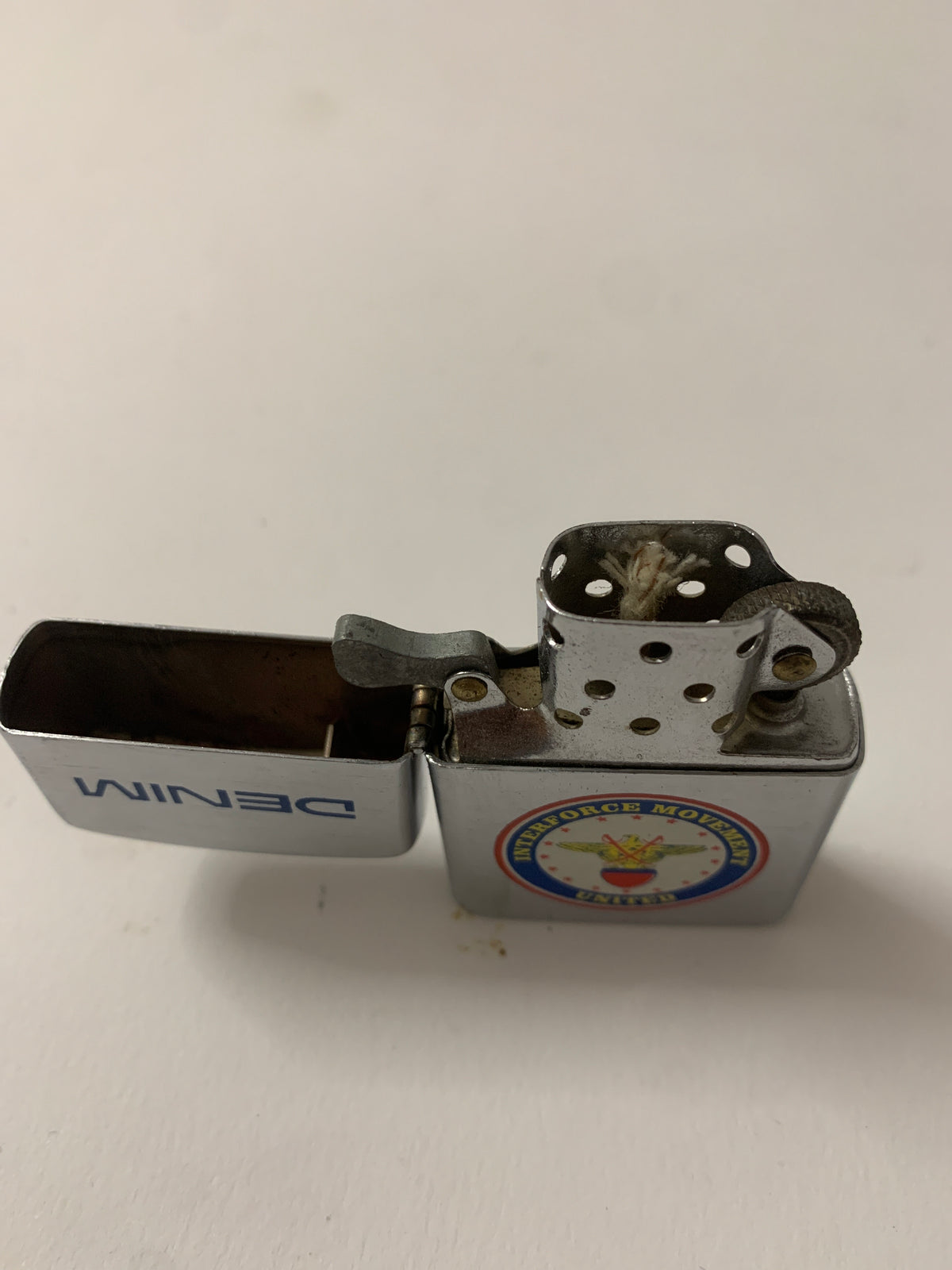 Accendino Vintage Tipo Zippo Pubblicitario Denim Interforce Movement