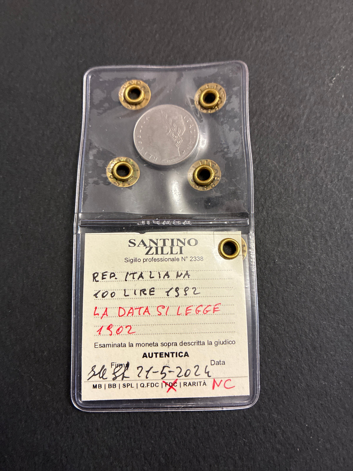 Moneta da 100 Lire 1992 Periziata Zilli - Errore di Conio: La Data si Legge "1902" FDC