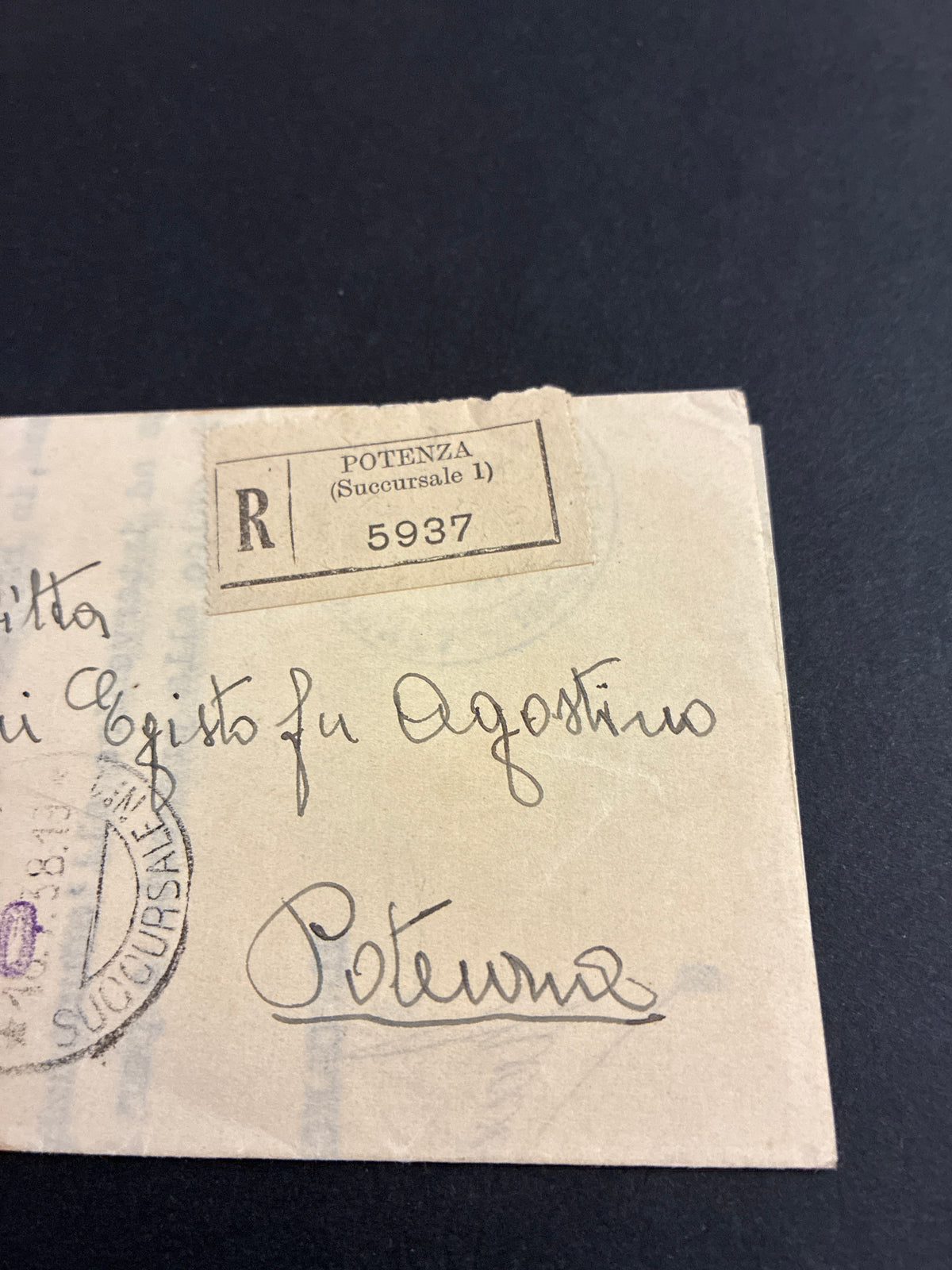 Foglio Ripiegato Raccomandata 1943 Potenza Atto Originale Tribunale Fallimenti Sigillo Fascista Coppia 35c Imperiale Storia Postale Basilicata