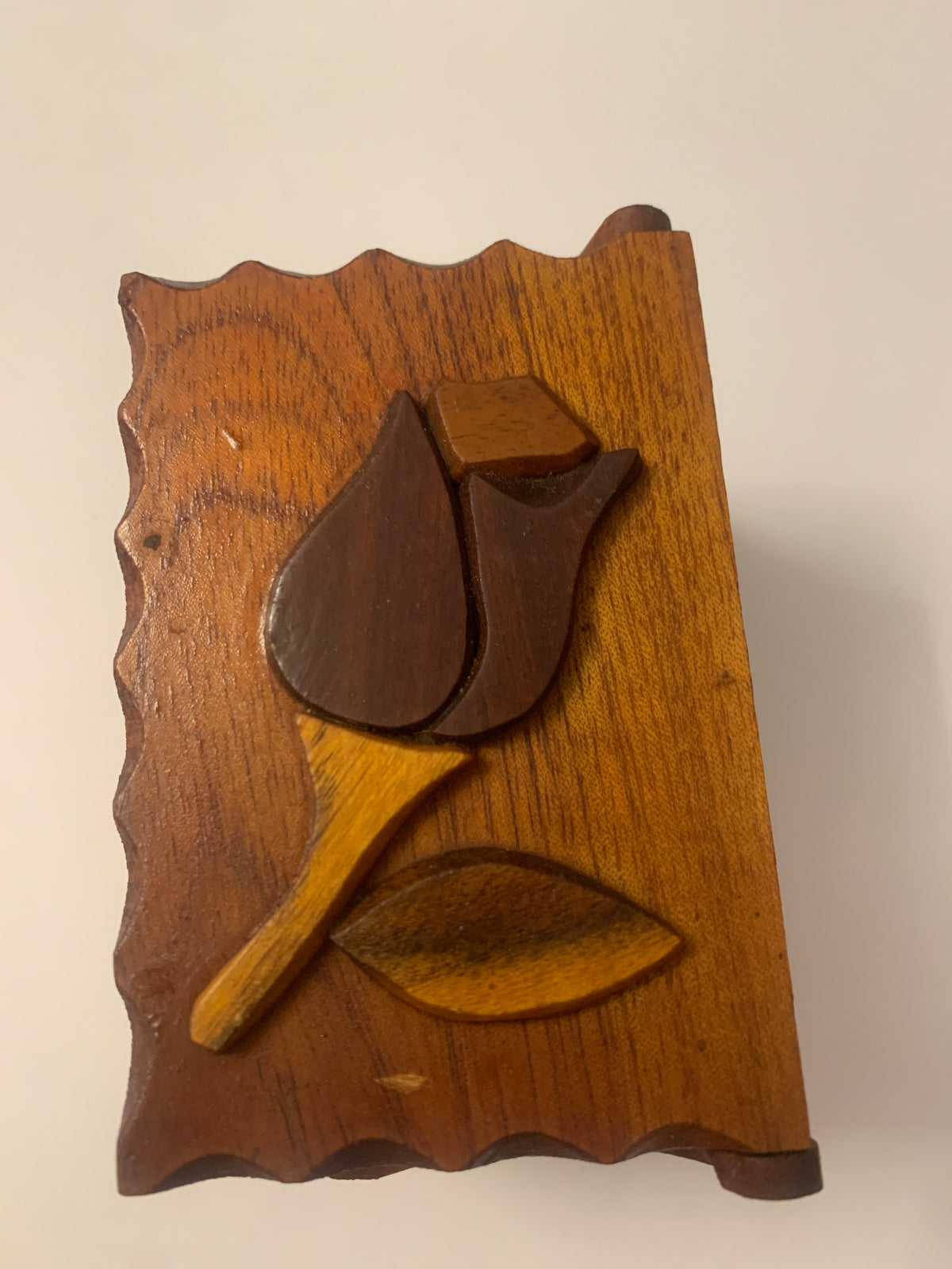 Scatola Portagioie Vintage Estensibile in Legno Intarsiato Souvenir Cuba