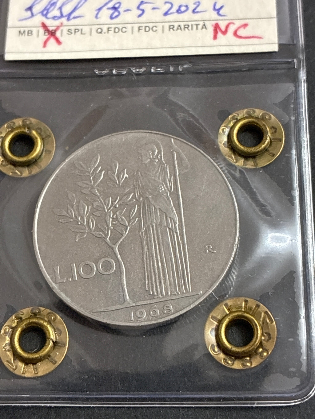 100 Lire 1968 "Minerva I" – Variante Asse Ruotato 40°, Non Comune, BB