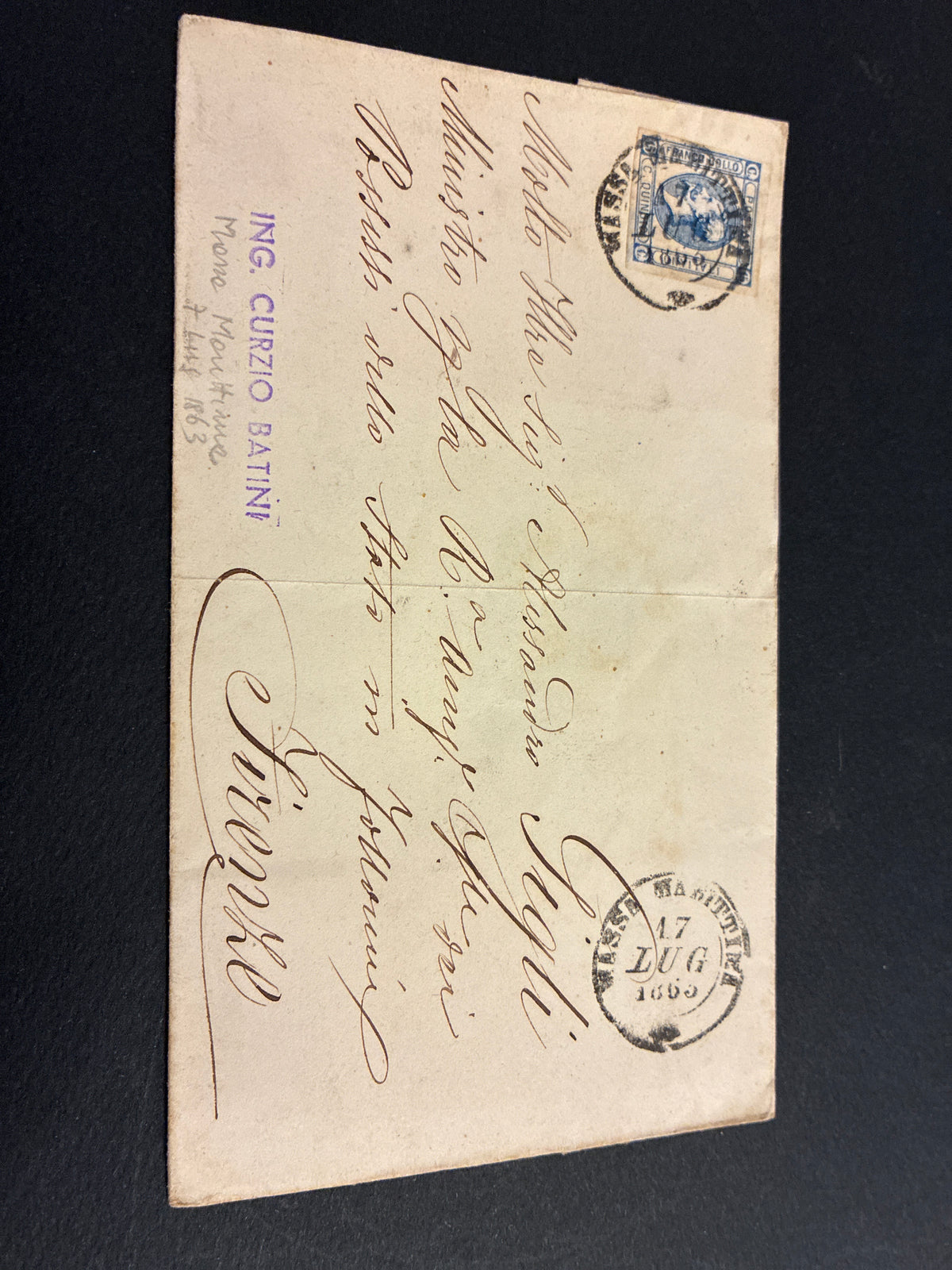 REGNO D'ITALIA 1863 - Lettera da Massa Marittima per Firenze con Timbro di Ambulante Ferroviario