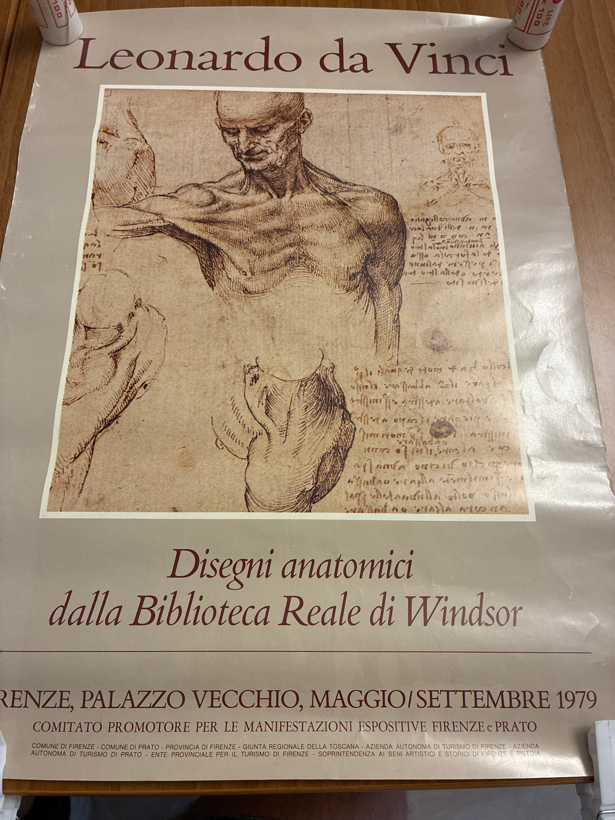 Raro Manifesto Originale 1979 Leonardo Da Vinci Mostra Firenze Palazzo Vecchio